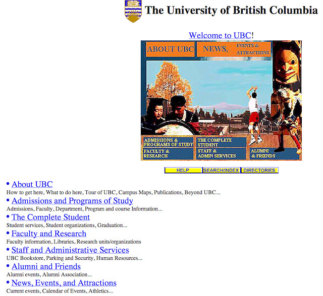 Wayback Machine Vancouver Websites
