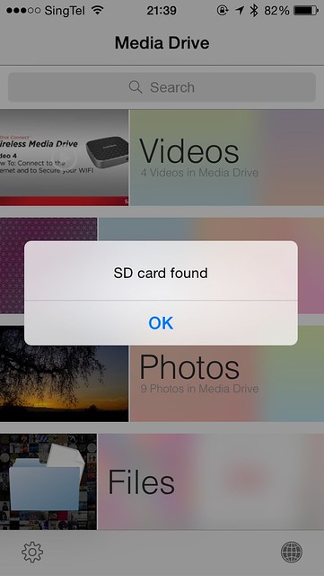SanDisk Connect Wireless Media Drive iOS App - SD Card Found