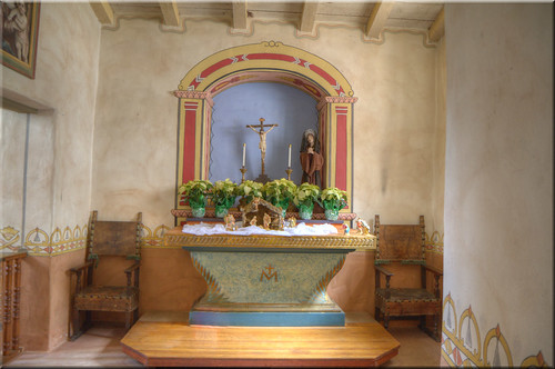 california ca de san cross prayer chapel altar 100views crucifix mission poinsettias creche antonio nativity hdr padua photomatix tonemapped jeses 8641 8643 8642