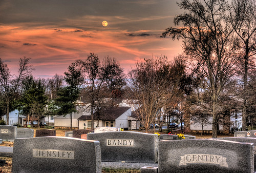 county city sunset moon cemetery tn tennessee hdr putnam cookeville