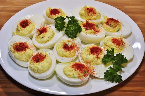 Mmm...deviled eggs with crab dip