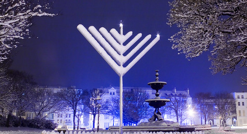 Happy Chanukah: Snow Covered Chanukah Menorah