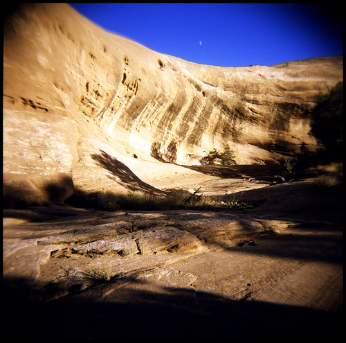 camera red cliff moon 120 6x6 film water rock stone square landscape geotagged toy holga xpro crossprocessed xprocess sand sandstone fuji shadows desert crossprocess south plastic canyonlands moab medium format stains 100 xprocessed fujichrome lunar canyons bransen 120tlr nospringchicken samuelsen xproed