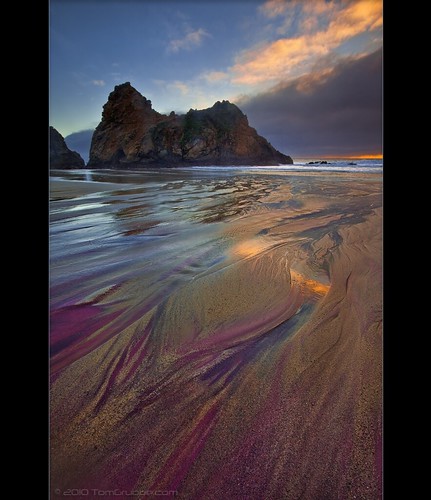 california light sunset seascape beach coast sand rocks arch purple bigsur pfeiffer garnet pfeifferbeach manganese purplesand