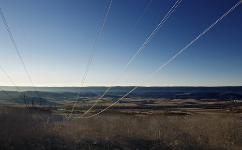 mountain landscape view powerlines
