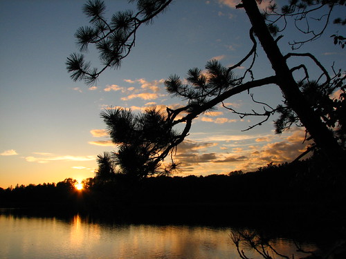 blue camping trees sunset sky lake green water colors wisconsin clouds reflections pines upnorth whitedeerlake