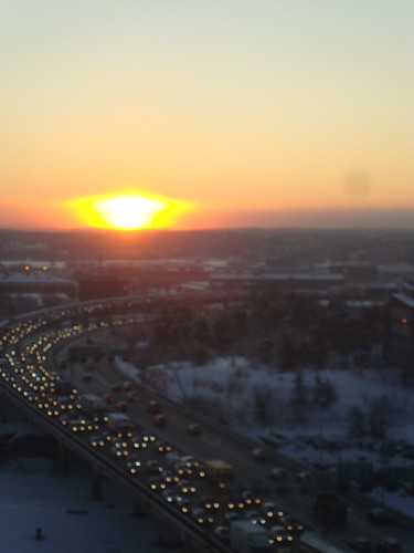 morning cars sunrise landscape traffic stockholm rushhour soluppgång essingeleden