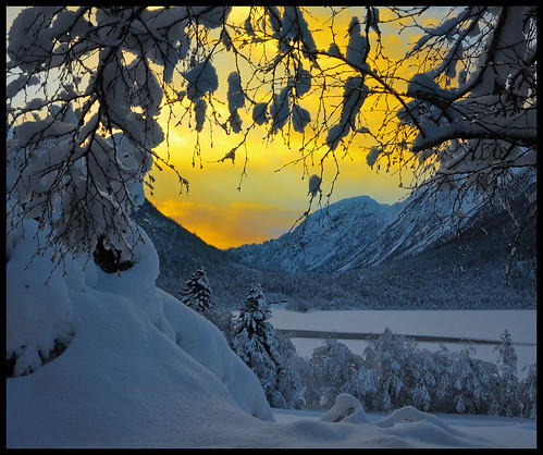 trees sunset sun lake snow ice norway frozen branches gjerde vatne ørsta vatnevatnet gjerdegarden