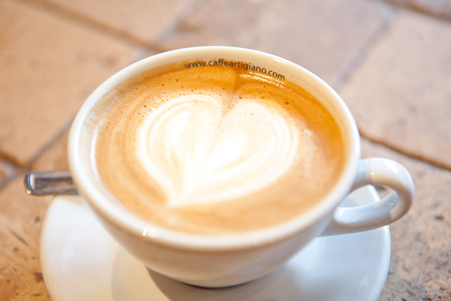 Freshly made latte from Caffe Artigiano Coffee House