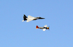F-15 & P-51 flying in KC Air Show, 4 July 2004