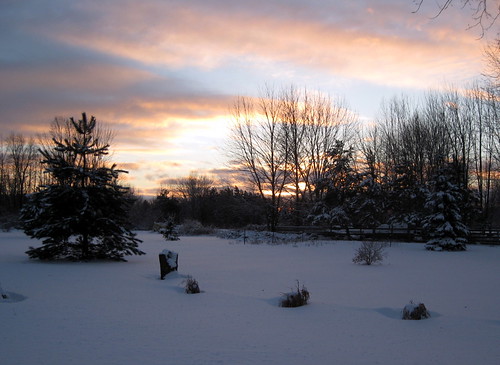 winter sunset sky snow