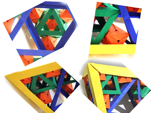 collage origami fractal tetrahedron modularorigami closeview octahedron platonicsolid tetrahedralsymmetry serpinskistetrahedron simplepaper