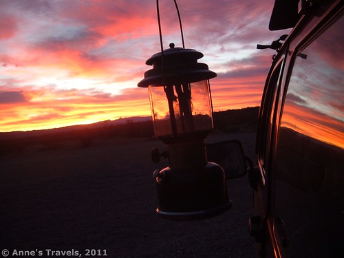 Sunrise with a lantern in Big Bend National Park, Texas