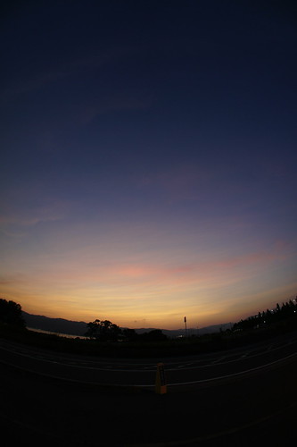 trip チャリ 紫陽花　夕日　sunset