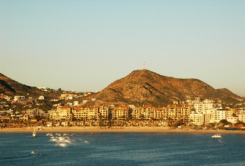 ocean morning sunrise buildings mexico cityscape shoreline hills hotels cabosanlucas