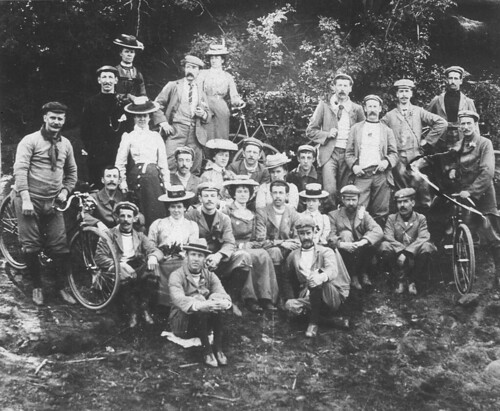 Waratah Rovers Bicycle Club (WRBC) on tour. Sydney - Campbelltown - Appin - Bulli - South Coast. Photo taken at Picton - Picton, NSW, October 1900