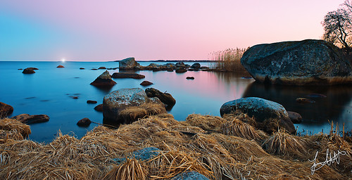 sunset water nikon rocks sweden 2470mm pukavik d700