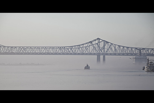 morning bridge bw fog sunrise river mississippi dawn boat neworleans connection 2011 2011lhb