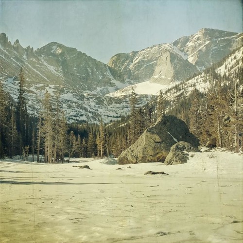 trees snow mountains forest canon square frozen glare cliffs boulders peaks textured rockymountainnationalpark latewinter millslake snowcaped texturesquared t1i