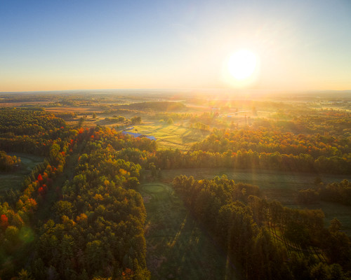 hdr sunrise landscape nature avenue elms stlawrence university college campus golf course fall aerial drone quadcopter dji phantom3 barn field north country