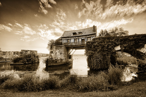 france mill seine sepia moulin normandie vernon normandy hdr