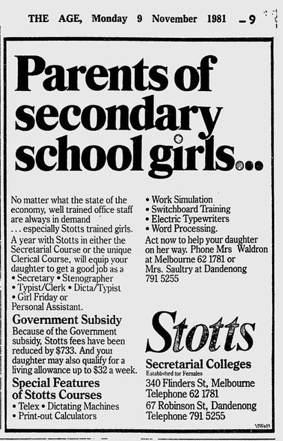 Parents of secondary school girls - consider Stotts Secretarial College!