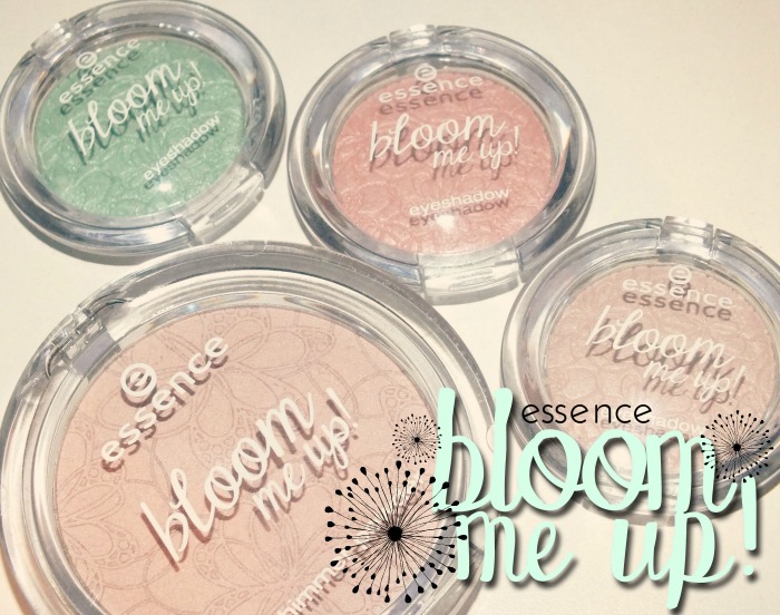 essence bloom me up collection shimmer powder and mono shadows
