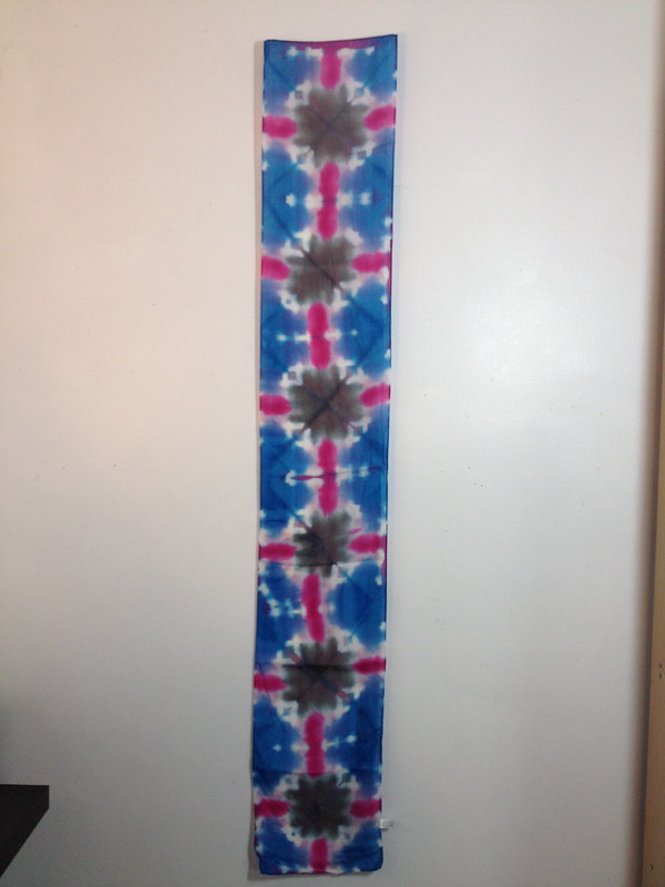folded and clamped tie dye scarf