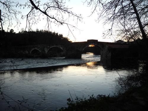 sunset españa reflection water rio river puente atardecer spain agua romano galicia pont ocaso pontemaceira tambre