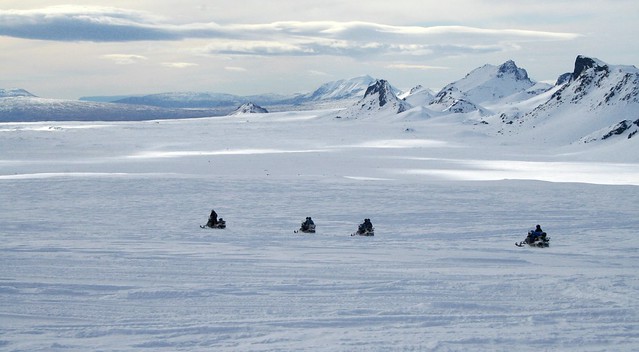 Snowmobiling on a glacier