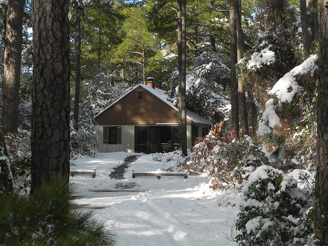 The cabins at First Landing and snug and cozy even with winter snow on the ground.  Book yours today! Just a few are left for the festival weekend.