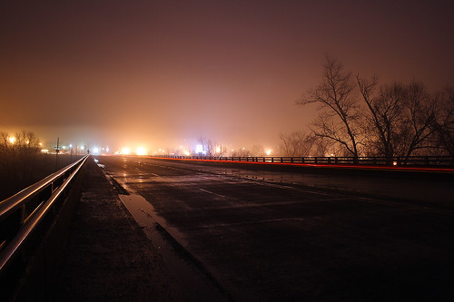 road longexposure bridge light fog night lights glow trails ambient serene arkansas tranquil hardy lighttrail