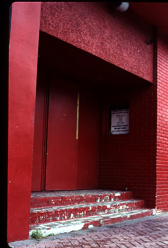 door shadow red 3 brick film sign rose stairs rouge orlando florida entrance doorway kodachrome eatonville orlandoset