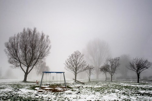 trees winter snow weather playground misty fog germany landscape lost europe alone swing filter niedersachsen cokin deolate blexen “flickraward”