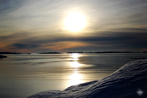 sea sky sun snow reflection ice water norway grimstad