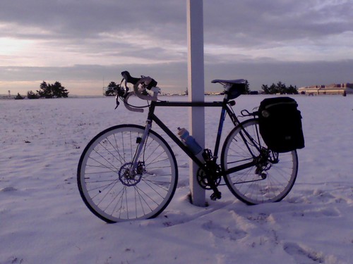 Snow and Bike on Gravelly Pt
