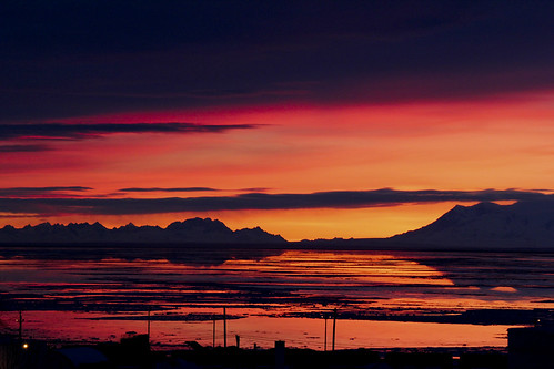 ocean travel sunset sky mountains reflection colors alaska clouds anchorage portofanchorage
