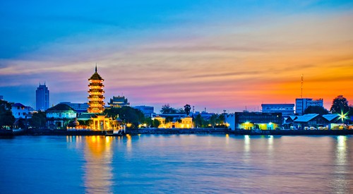 longexposure light sunset reflection river thailand pagoda twilight chinatown bangkok orangesky burningsky hdr