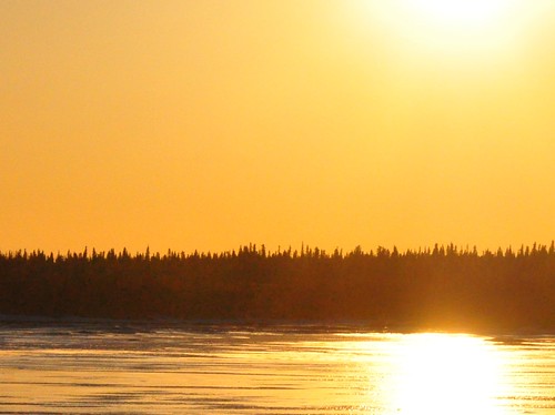 sunset ice frozenriver alaskapeninsula naknekriver