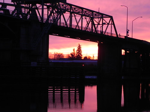 bridge sunset river hoquiam
