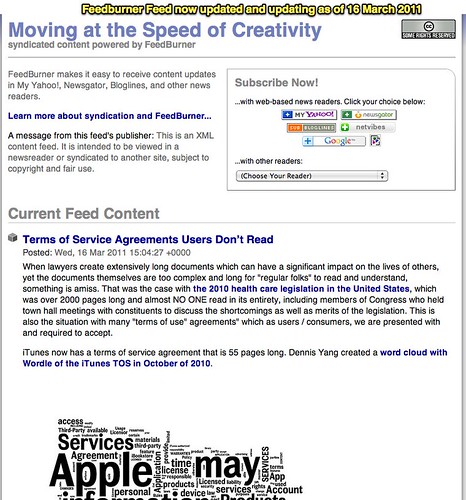 Moving at the Speed of Creativity - Feedburner Feed and ...