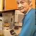 grandma joan in her kitchen making swedish pancakes