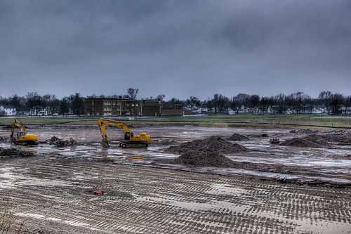 school rain clouds landscape construction glenwood equipment dirt 365 middle findlay backhoe hdr gravel day94 040411 day94365 3652011 365the2011edition week14theme