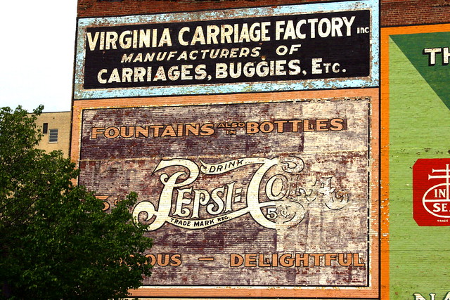 Vintage Pepsi Cola wall ad - Roanoke, VA