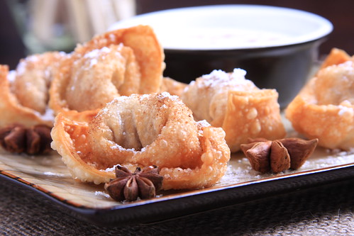 Spiced Taro Root Wontons with Salted Coconut Cream