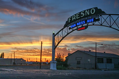 Fresno Arch and sunset