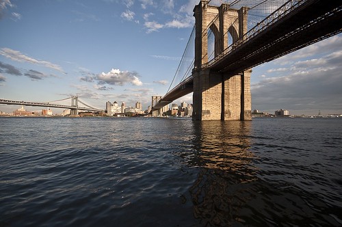 new york city nyc bridge reflection brooklyn seaport fdr manhatan