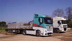 Mercedes-Benz Actros 1845 BlueEfficiency Power and DAF XF - Photo of Saint-Géry