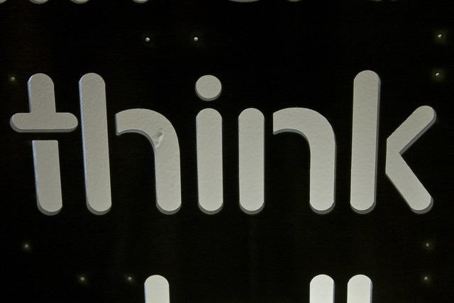 Word Wall Panel Fresh From The WaterJet - "think" Closeup