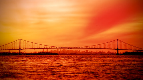 nyc newyorkcity bridge sunset sky newyork skyline clouds geotagged cityscape bronx eastriver gothamist hdr whitestonebridge mudpig stevekelley